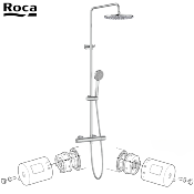 ROCA AG0221600R VICTORIA-T - KIT CROISILLON THERMOSTATIQUES ET FLUX POUR COLONNE DE DOUCHE CHROMÉ.