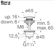 ROCA A505401100 Vidage click-clack universel en porcelaine vitrifiée ø 65 mm.