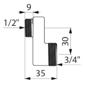 DELABIE 853327.2P Raccord M 1/2" X M 3/4" Excentré de 30 mm.