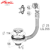 NICOLL 0204123 - 514 - Bonde à panier pour éviers tous matériaux, 1 cuve, perçage Ø 90 mm.