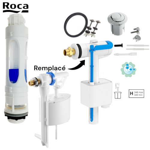 ROCA AH0011800R KIT 1256 Mécanisme, Flotteur Latéral, Bouton Petit Modèle, Joint et Fixations.