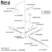 ROCA AG0221600R VICTORIA-T - KIT CROISILLON THERMOSTATIQUES ET FLUX POUR COLONNE DE DOUCHE CHROMÉ.