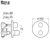 ROCA A5A2B18C00 T-500 MITIGEUR THERMOSTATIQUE 1 VOIE ENCASTRÉ.