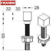 FRANKE 508051 - 133.0175.465 - Bouton rotatif carré, chromé, pour trou diamètre 18/22mm