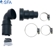 SFA CMNSAV Coude à manchon noir complet avec clapet anti retour + colliers.