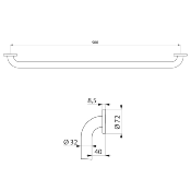 DELABIE 50509S Barre de maintien droite Inox satiné, 900 mm, Ø 32 mm.