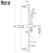 ROCA A5B1A10C00 PLENUM SQUARE 140/3. Kit Douche Chromée. Douchette 3 Fonctions