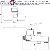 ADRIEN RIQUIER 05981 MITIGEUR BAIN-DOUCHE  ENTRAXE VARIABLE - X1